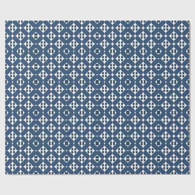 Abstrakta blå geometriska former presentpapper (Platt)