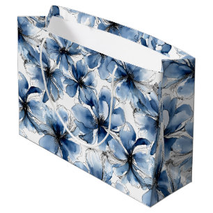 Abstrakta blå och vita akvarellblommor