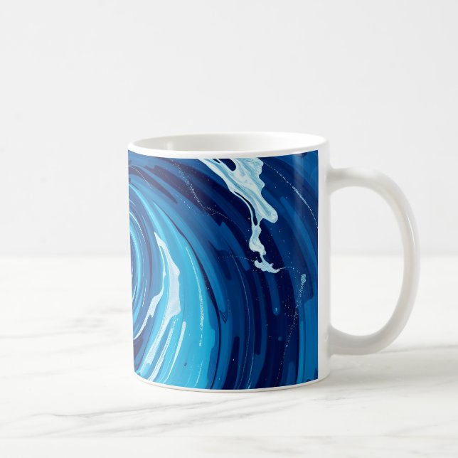 Abstrakta Blå Vågor Kaffemugg (Höger)