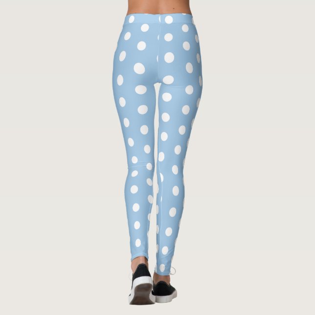 Abstrakta blåvita prickiga Leggings (Baksida)