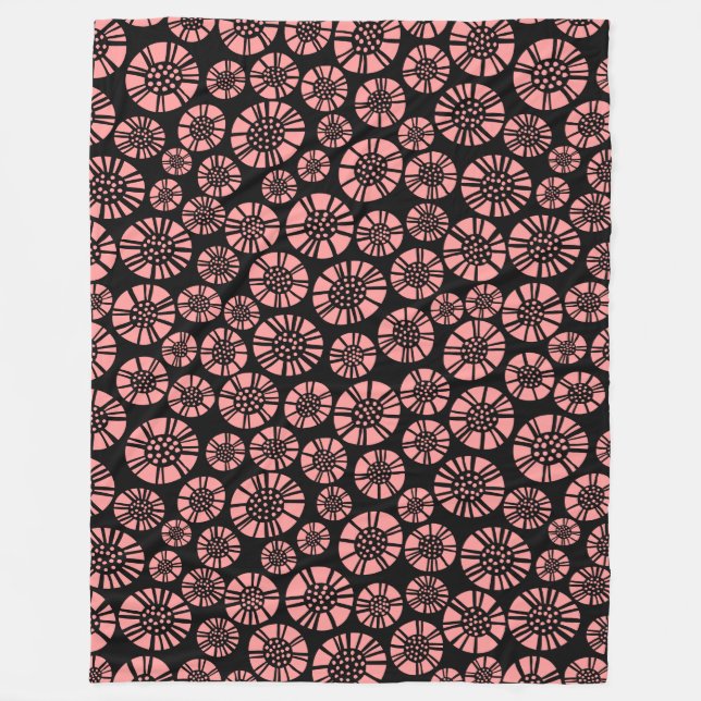Abstrakta blommor 031023 - Mjuk rosa Fleecefilt (Framsidan)
