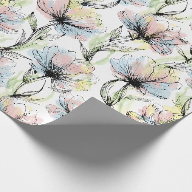 Abstrakta blommor i penn- och bläckmedium med alko presentpapper (Hörn)
