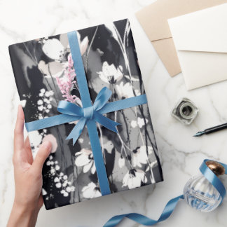 Abstrakta Blommor — Monokromt Rosensk Chic Presentpapper