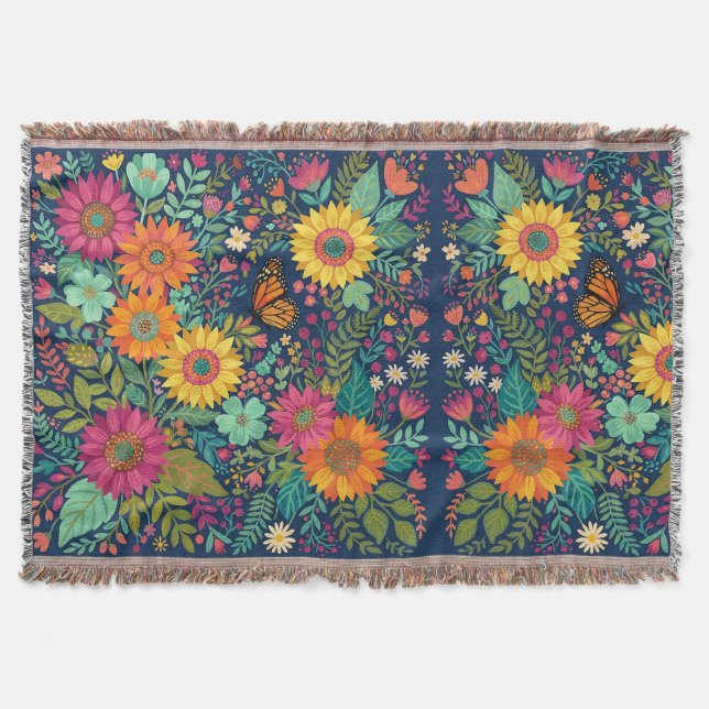 Abstrakta Boho Solrosor Monark Filtar (Framsidan)
