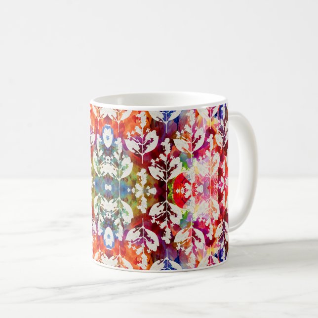 Abstrakta botaniska blad kaffemugg (Framsida höger)