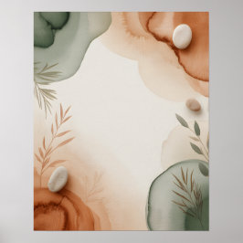 Abstrakta Botaniska Målningar Poster