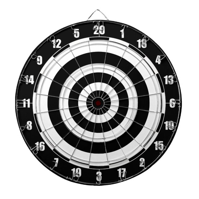 Abstrakta cirklar i svart och vitt darttavla (Framsidan)
