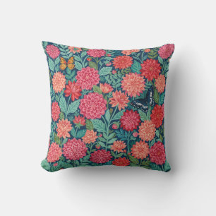 Abstrakta Dahlias Fjärilar Kastkudde Kudde