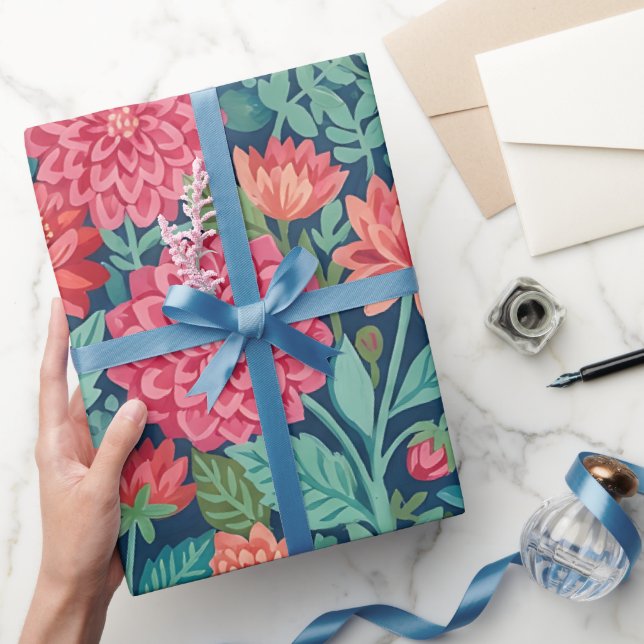Abstrakta Dahlias Fjärilar Presentpapper (Gifting)