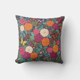 Abstrakta Dahlias Fjärilar Trädgårdskastkudde Kudde