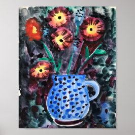 abstrakta dekorativa blommor i en vas poster