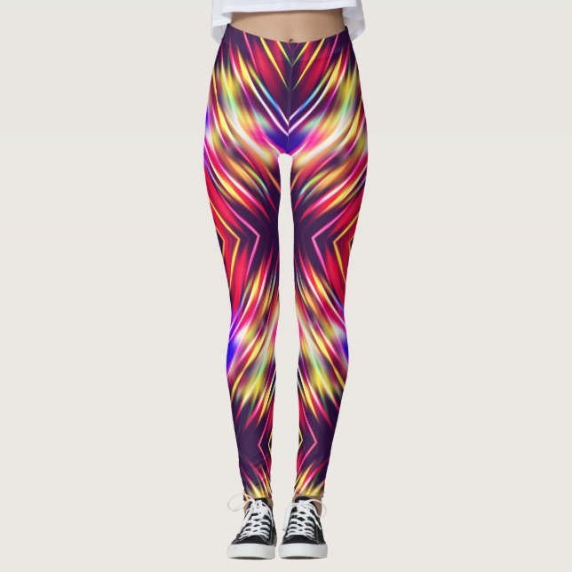 Abstrakta färgglada linjer leggings (Framsida)