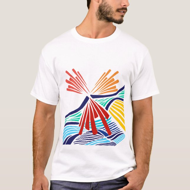 Abstrakta Färgglada Linjer  | Modern Geom T Shirt (Framsida)