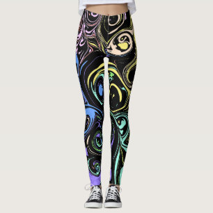 Abstrakta färgglada virvlar leggings