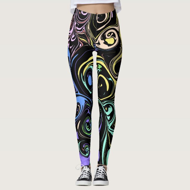 Abstrakta färgglada virvlar leggings (Framsida)