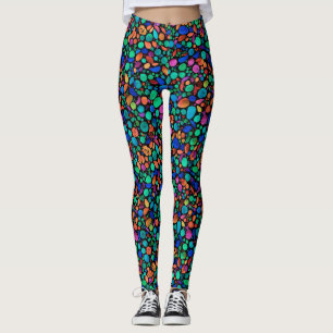 Abstrakta Färgrika Havsstenar Prickiga Vattenfärg Leggings