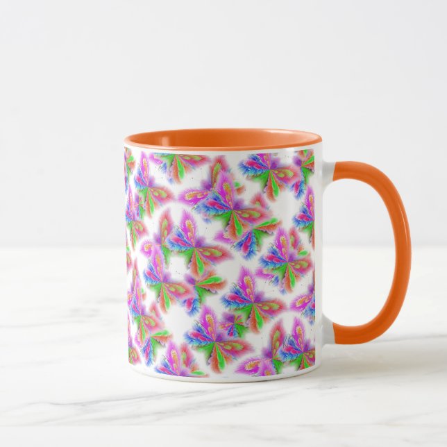 Abstrakta fjärilar (orange) mugg (Höger)