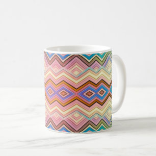 Abstrakta flerfärgade ränder & blad kaffemugg