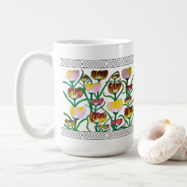 Abstrakta Flerfärgade Tulpaner Kaffemugg