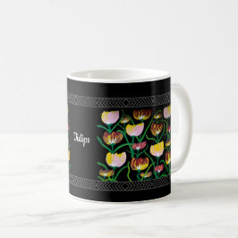 Abstrakta Flerfärgade Tulpaner Kaffemugg