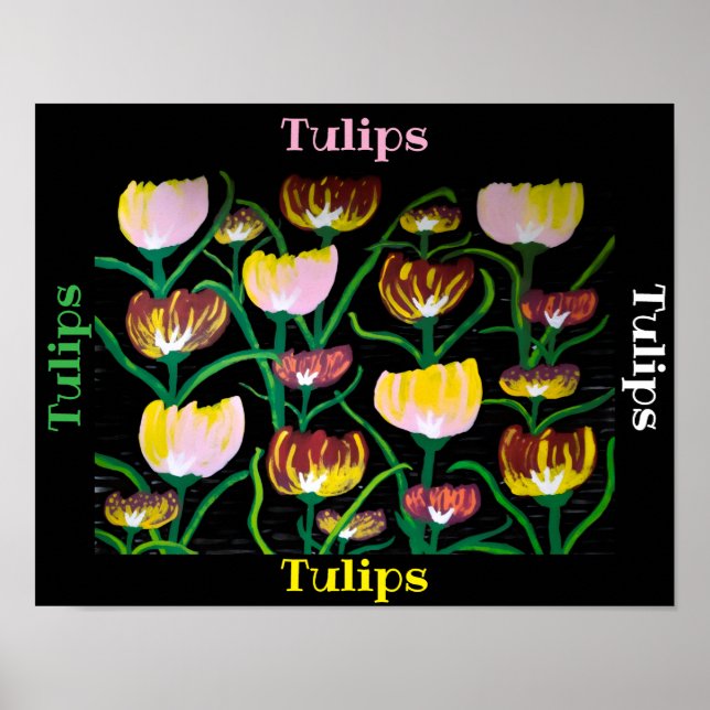 Abstrakta Flerfärgade Tulpaner Poster (Framsidan)