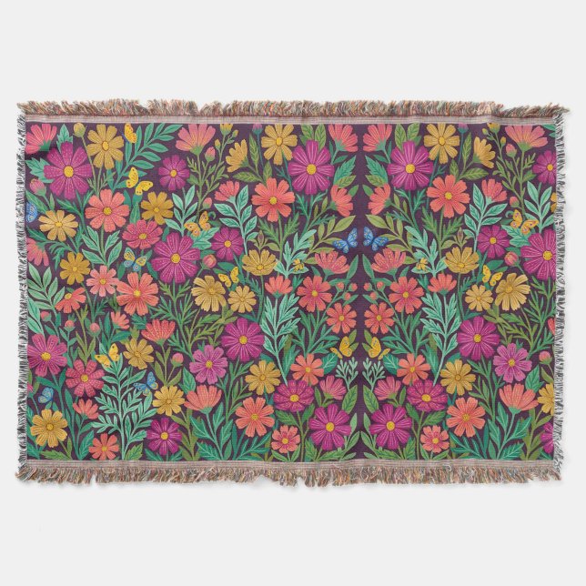 Abstrakta Folk Kosmos Blommor Filtar (Framsidan)