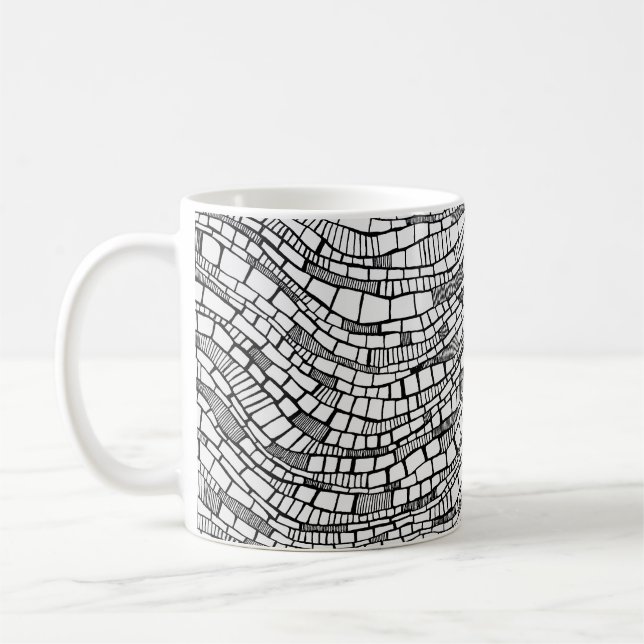 Abstrakta former Svart och vit Penna Bläck Design  Kaffemugg (Vänster)