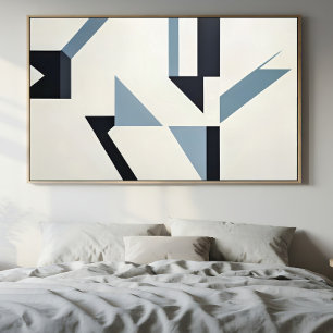 Abstrakta fragment minimalistisk blå och svart poster
