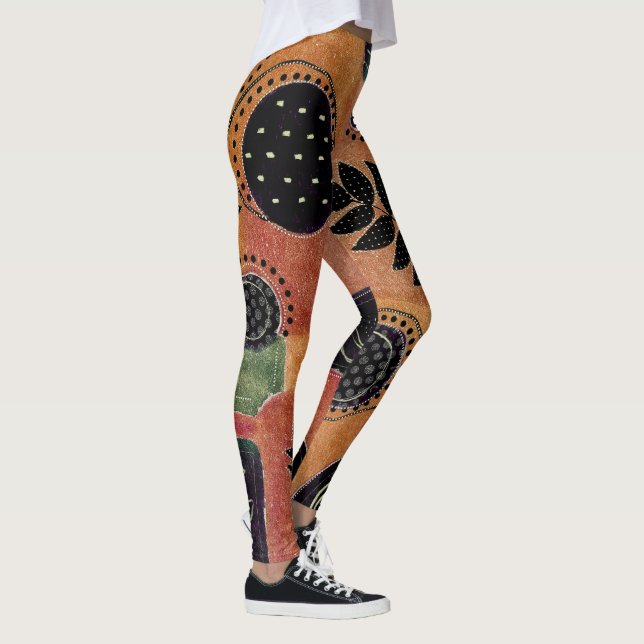 Abstrakta geometriska cirklar former och blad | leggings (Höger)