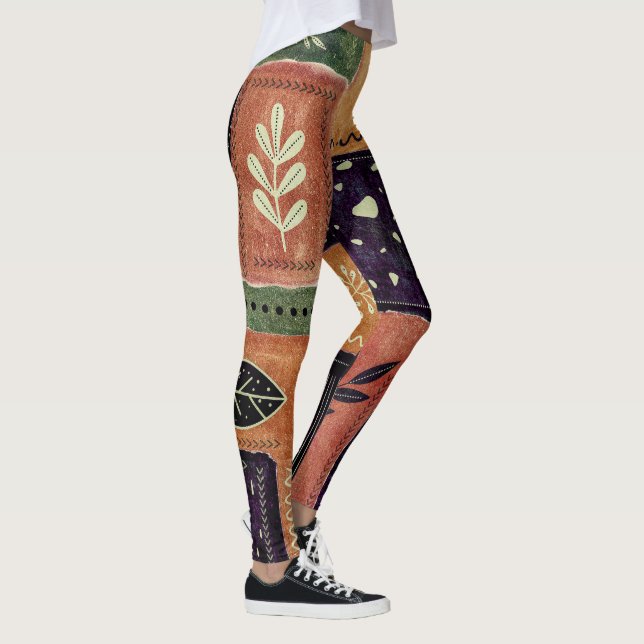 Abstrakta geometriska cirklar Former och blad | Leggings (Höger)