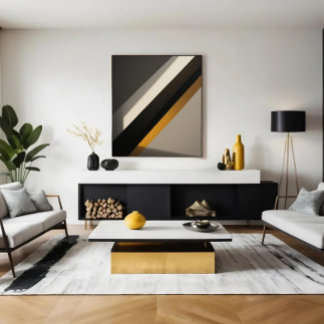 Abstrakta geometriska guld diagonala ränder canvastryck