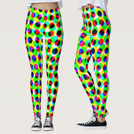 Abstrakta geometriska neonfärgade gröna cirklar pr leggings