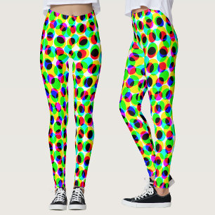 Abstrakta geometriska neonfärgade gröna cirklar pr leggings