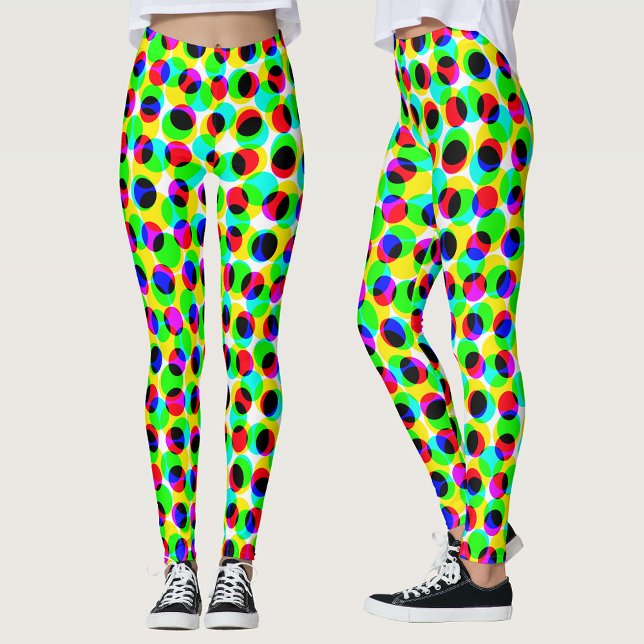 Abstrakta geometriska neonfärgade gröna cirklar pr leggings (Skapare uppladdad)