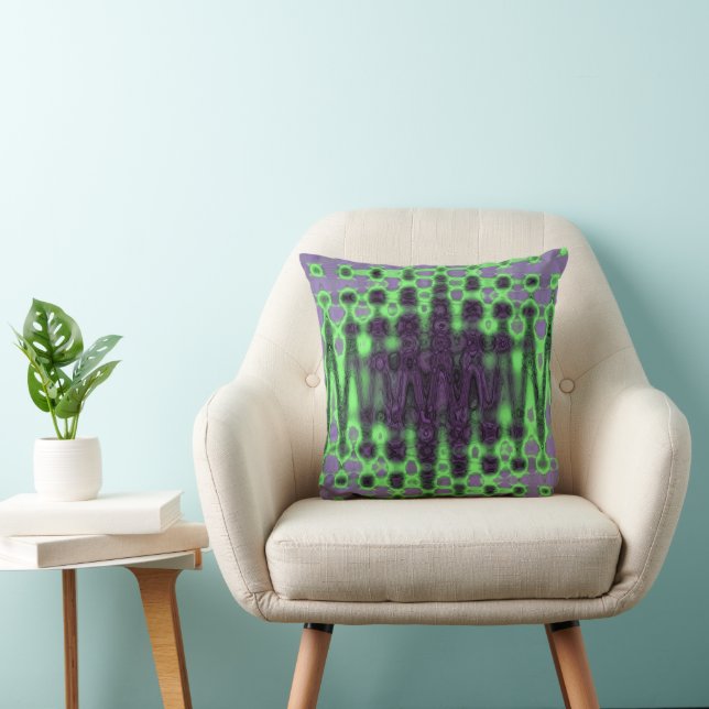 Abstrakta gröna och lila vågiga Tie Dye-moln Kudde (Stol)