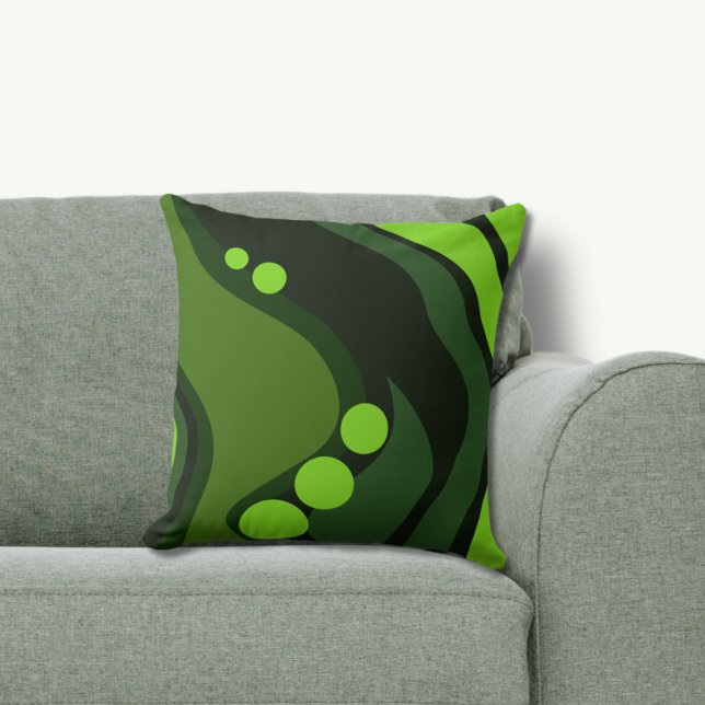 Abstrakta gröna organiska flödande former kudde (Abstract Green Organic Flowing Shapes Throw Pillow)