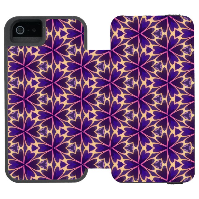 Abstrakta Guld Rosa Blommor Incipio iPhone Wallet Skal (Folio Öppen)
