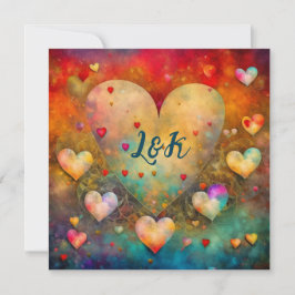 Abstrakta hjärtan Alla hjärtans dag-personanpassad Kort