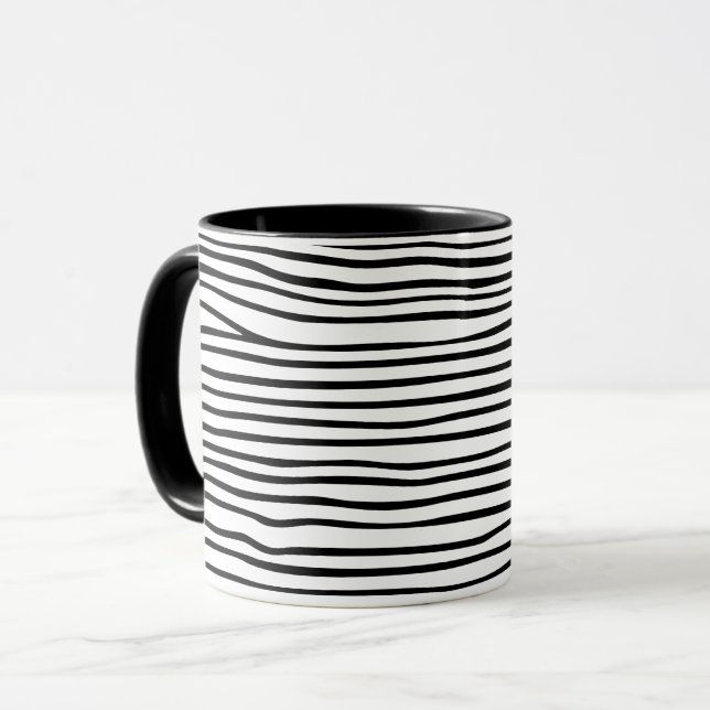Abstrakta horisontella linjer_svart mugg (Framsida vänster)