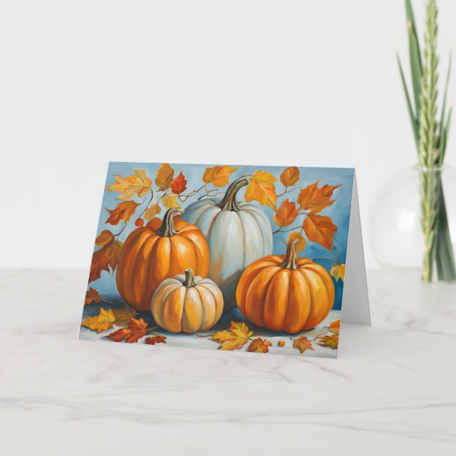Abstrakta höstpumpor och löv kort (Framsida)