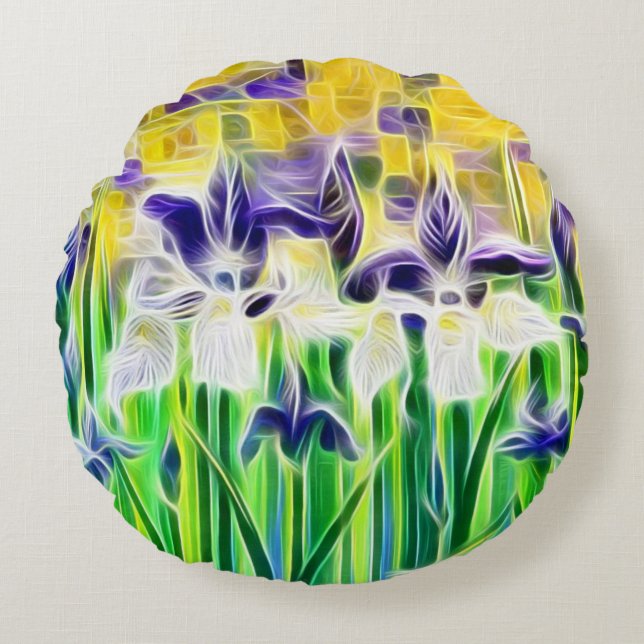 Abstrakta Iris-kuddar Rund Kudde (Framsidan)