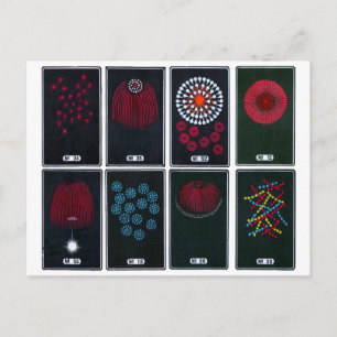 Abstrakta, japanska grafiska eldgrevdesigner vykort