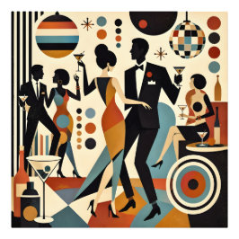 Abstrakta Jazzy Martinis och Dansande Cocktailpart Fototryck