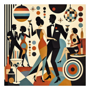 Abstrakta Jazzy Martinis och Dansande Cocktailpart Fototryck
