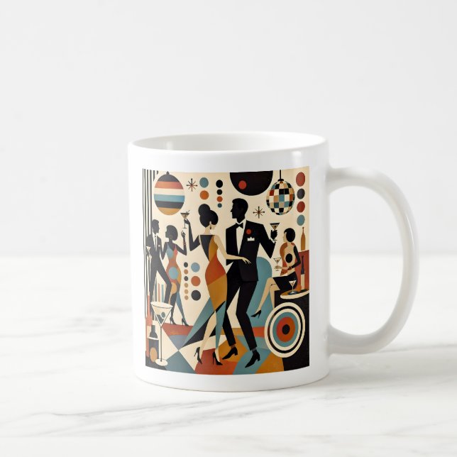 Abstrakta Jazzy Martinis och Dansande Cocktailpart Kaffemugg (Höger)