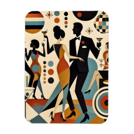 Abstrakta Jazzy Martinis och Dansande Cocktailpart Magnet