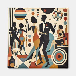 Abstrakta Jazzy Martinis och Dansande Cocktailpart Magnet
