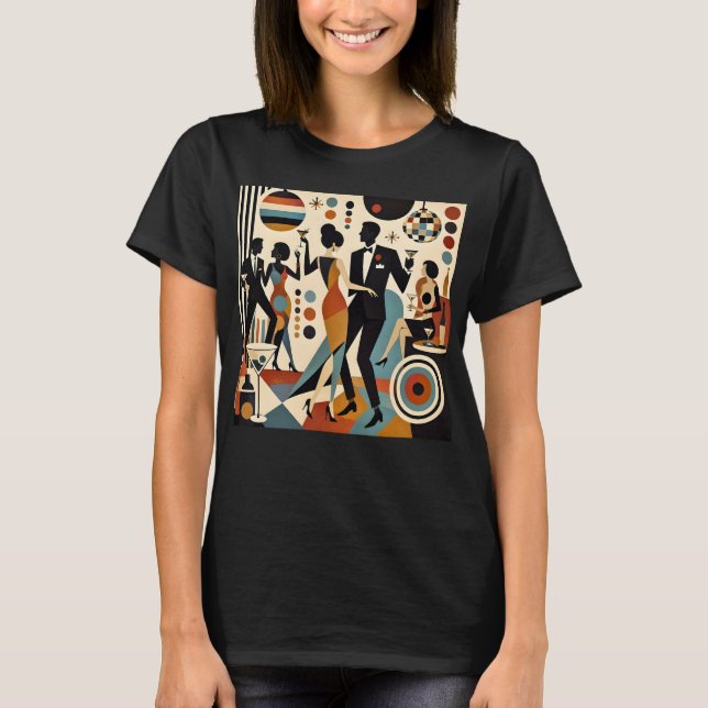 Abstrakta Jazzy Martinis och Dansande Cocktailpart T Shirt (Framsida)