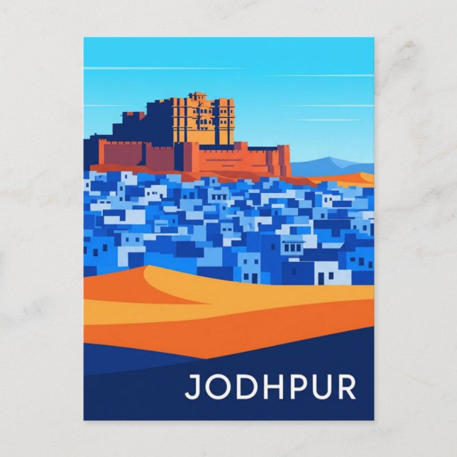 Abstrakta Jodhpur Indien Blå hus Vykort (Framsida)