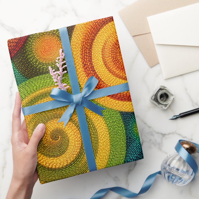 Abstrakta koncentriska cirklar i levande multicolo presentpapper (Gifting)